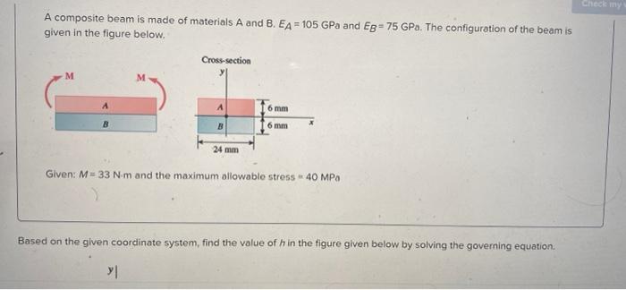 Solved A Composite Beam Is Made Of Materials A And B. EA = | Chegg.com