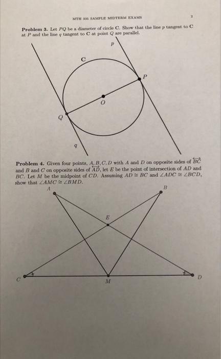 Solved Problem 3. Let PQ be a dismeter of circle C. Show | Chegg.com