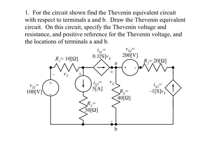 Solved 1. For the circuit shown find the Thevenin equivalent | Chegg.com