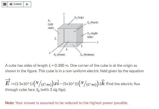 Solved A Cube Has Sides Of Length L 0 300 M One Corner Of Chegg Solved A Cube Has Sides Of Length L 0 300 M One Corner Of Chegg