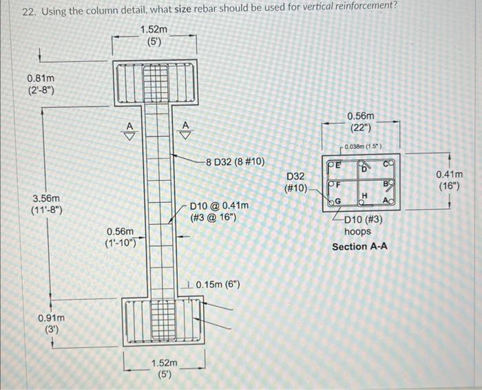 Solved OPTIONS ARE A) #2 REBAR, B) #3 REBAR, C) #10 REBAR, | Chegg.com