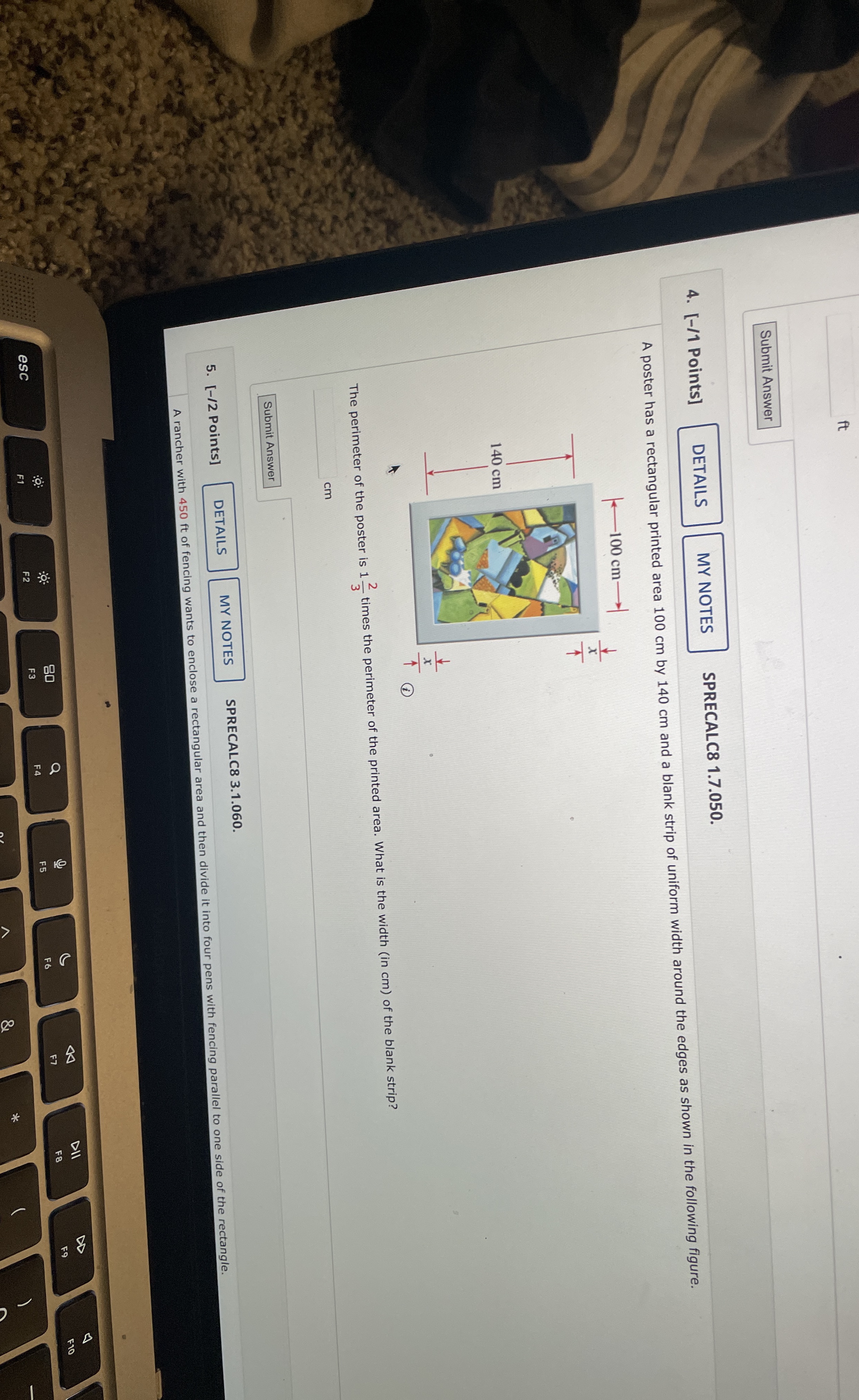 [Solved] q, ft Submit Answer 4. [/1 Points] MY NOTES SPREC