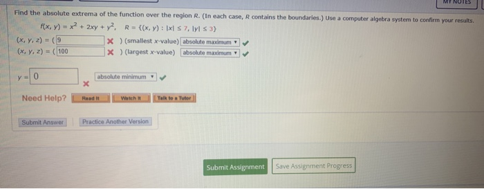 Solved Find The Absolute Extrema Of The Function Over The Chegg Com