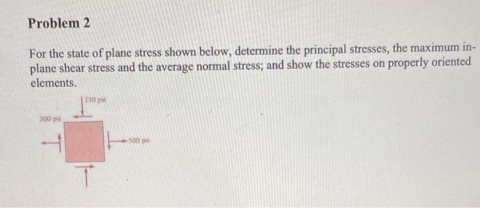 Solved For the state of plane stress shown below, determine | Chegg.com
