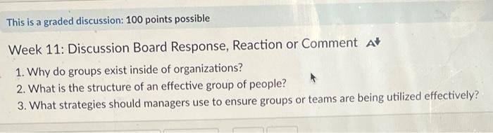 Solved Week 11: Discussion Board Response, Reaction Or | Chegg.com ...