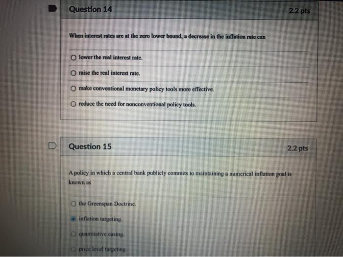 Solved Question 14 2.2 pts When interest rates are at the | Chegg.com