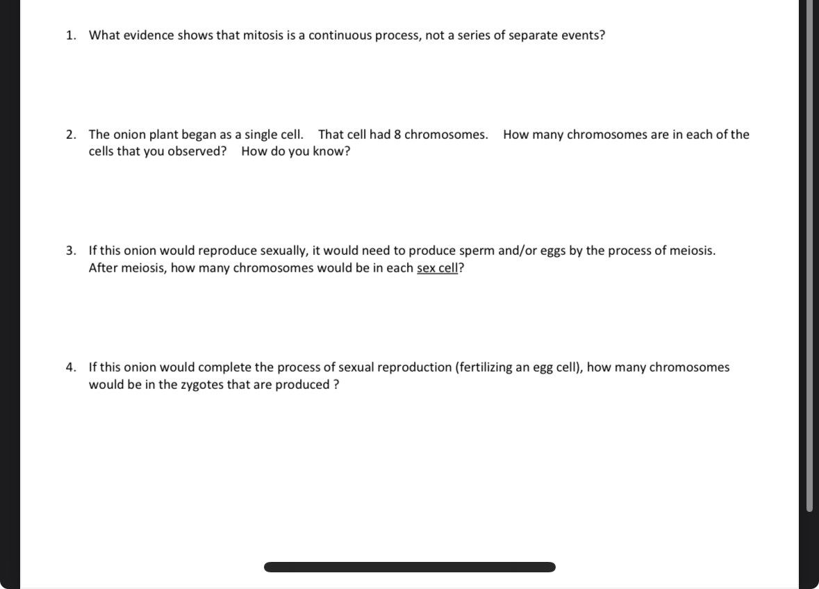 Solved What evidence shows that mitosis is a continuous