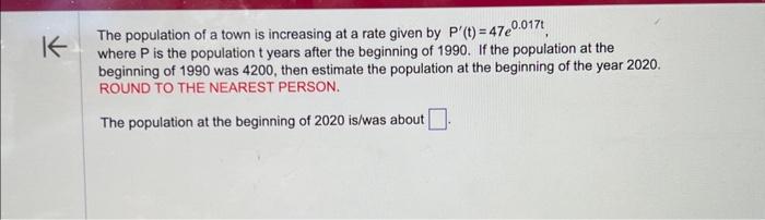 Solved The population of a town is increasing at a rate | Chegg.com