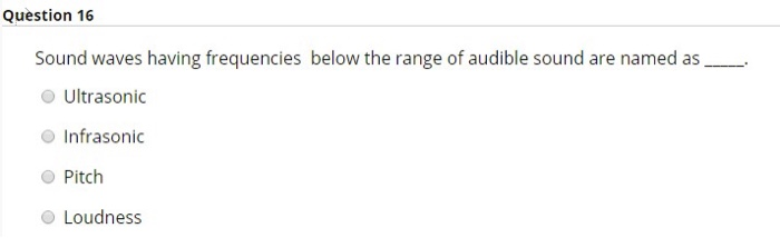 Solved Question 16 Sound Waves Having Frequencies Below The | Chegg.com