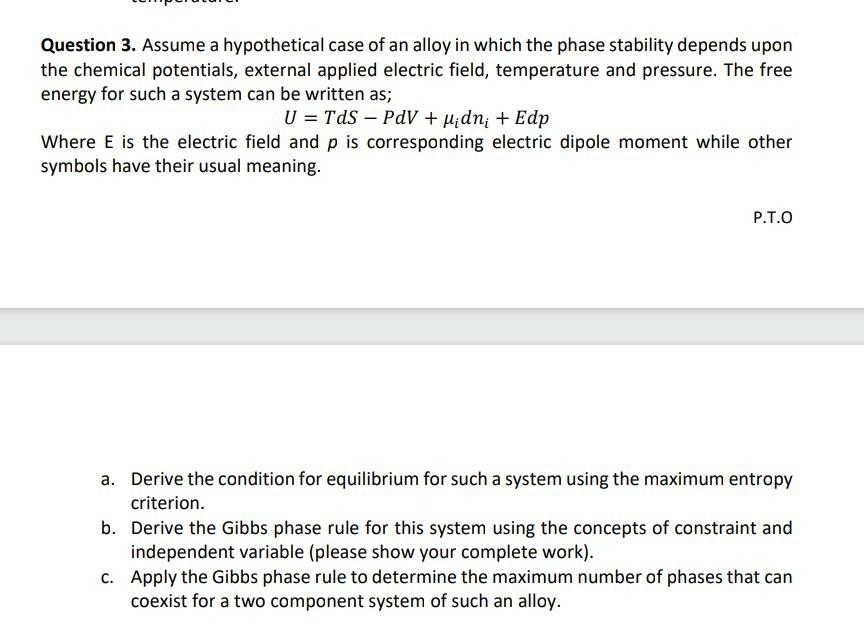Question 3 Assume A Hypothetical Case Of An Alloy In Chegg Com