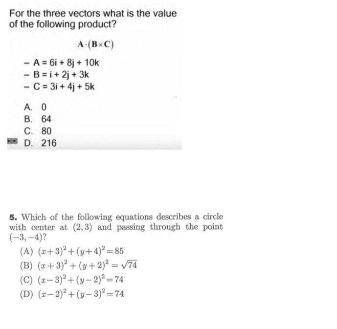 Solved For the three vectors what is the value of the | Chegg.com