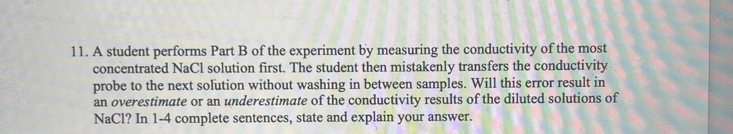 Solved A student performs Part B of the experiment by | Chegg.com