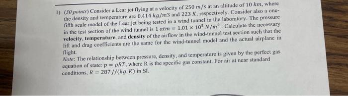 Solved 1) ( 30 points) Consider a Lear jet flying at a | Chegg.com