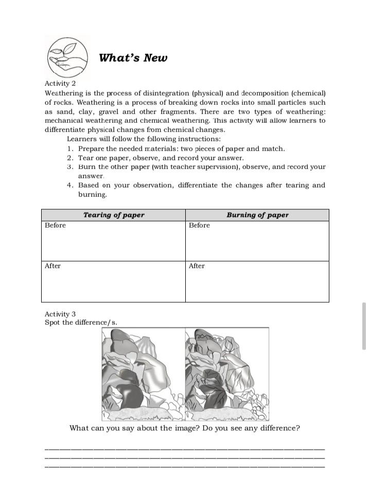 What S New Activity 2 Weathering Is The Process Of Chegg Com