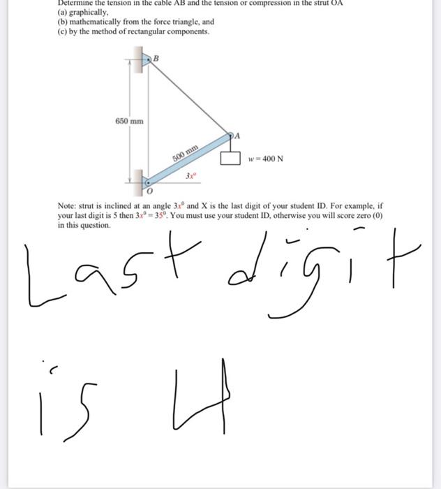 Solved Determine The Tension In The Cable AB And The Tension | Chegg.com