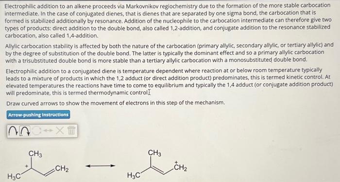 Solved Electrophilic Addition To An Alkene Proceeds Via | Chegg.com