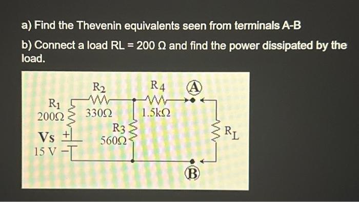 Solved A) Find The Thevenin Equivalents Seen From Terminals | Chegg.com