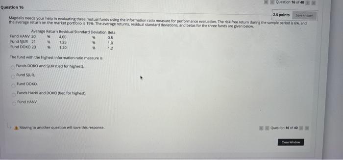 Solved Question 16 of 40 Question 16 25 points Save Answer | Chegg.com