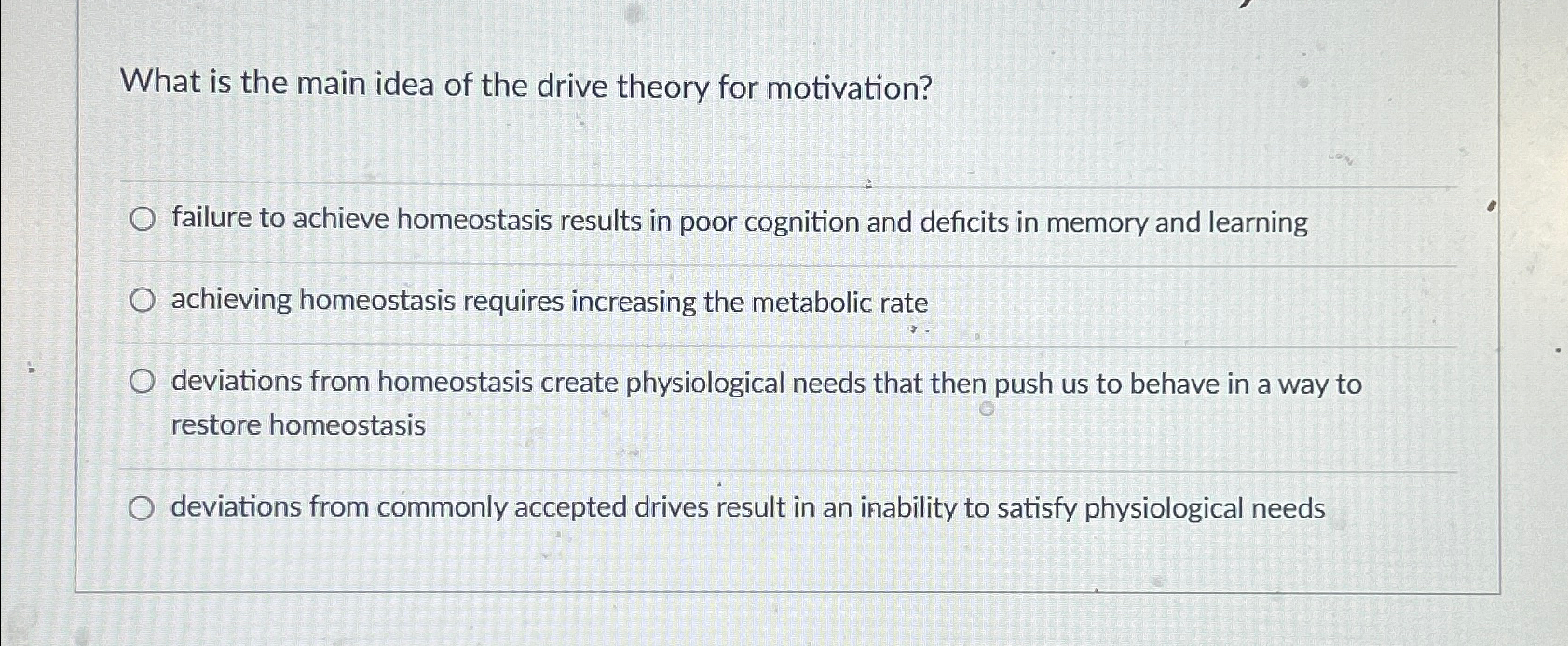 Solved What is the main idea of the drive theory for