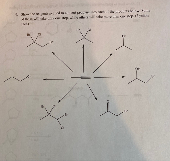 Solved 9. Show the reagents needed to convert propyne into | Chegg.com