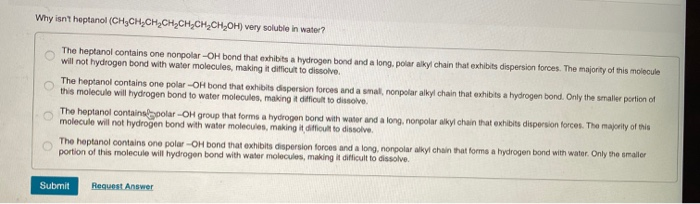 Solved Why isn&rsquo;t heptanol (CH3CH, CH2CH2CH.CH,CHOH) very | Chegg.com