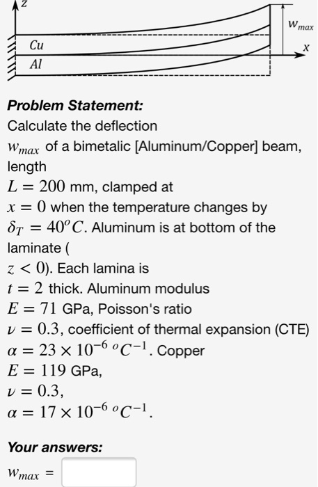 Solved W Max X Cu Al Problem Statement Calculate The D Chegg Com