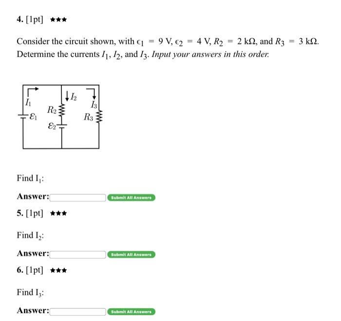 Solved 4. [1pt] Consider The Circuit Shown, With ϵ1=9 V,ϵ2=4 | Chegg.com