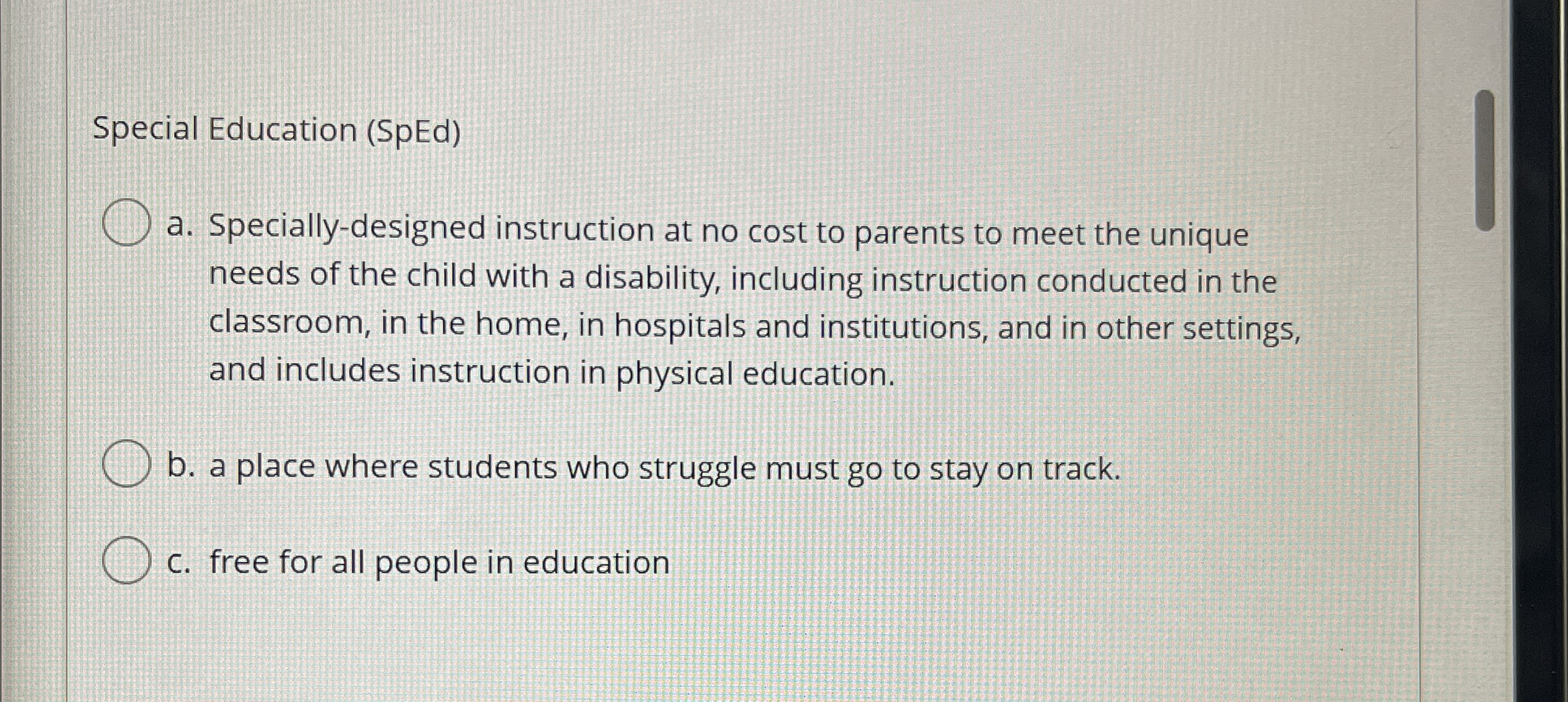 Solved Special Education (SpEd)a. ﻿Speciallydesigned