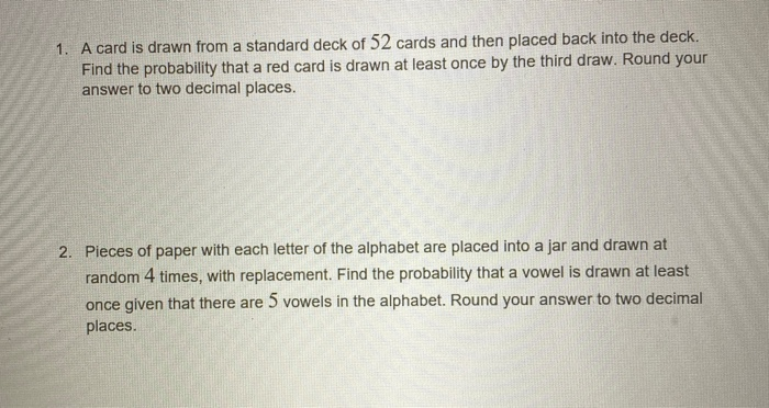 Solved 1. A Card Is Drawn From A Standard Deck Of 52 Cards | Chegg.com