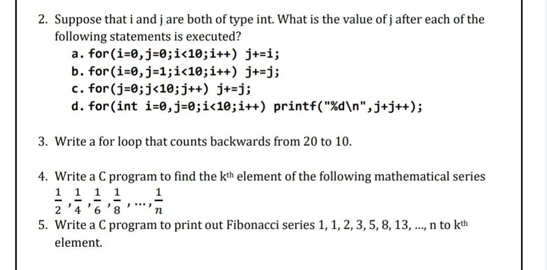 Solved 1. Trace The Following Int F=0,g=1; For(int | Chegg.com