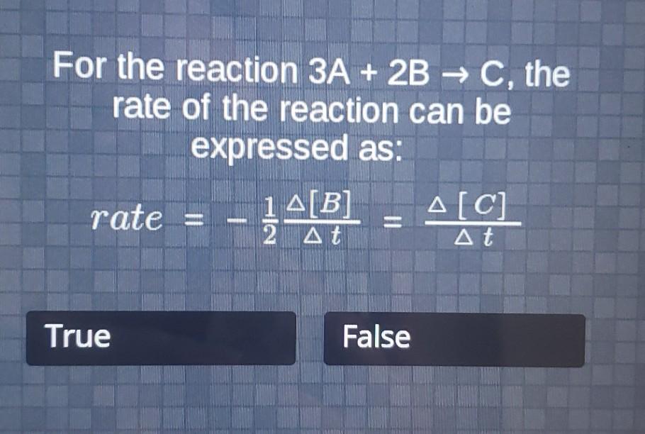 Solved For the reaction 3A + 2B → C, the rate of the | Chegg.com