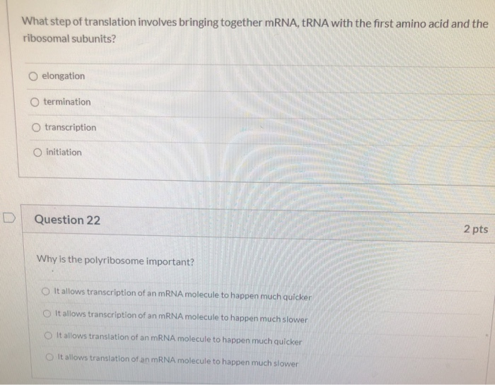 Solved What step of translation involves bringing together | Chegg.com