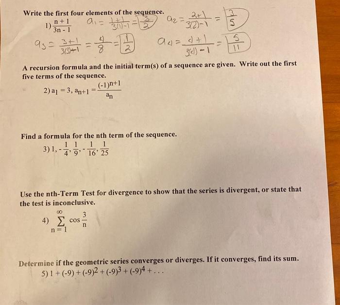 Solved 1 5 Write The First Four Elements Of The Seque Chegg Com