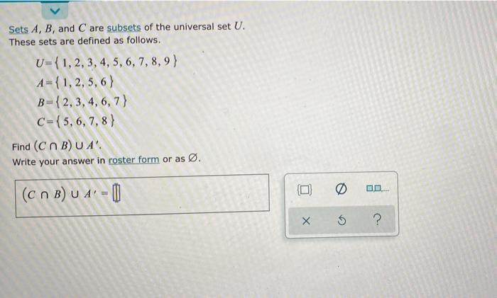 Solved Sets A, B, And C Are Subsets Of The Universal Set U. | Chegg.com