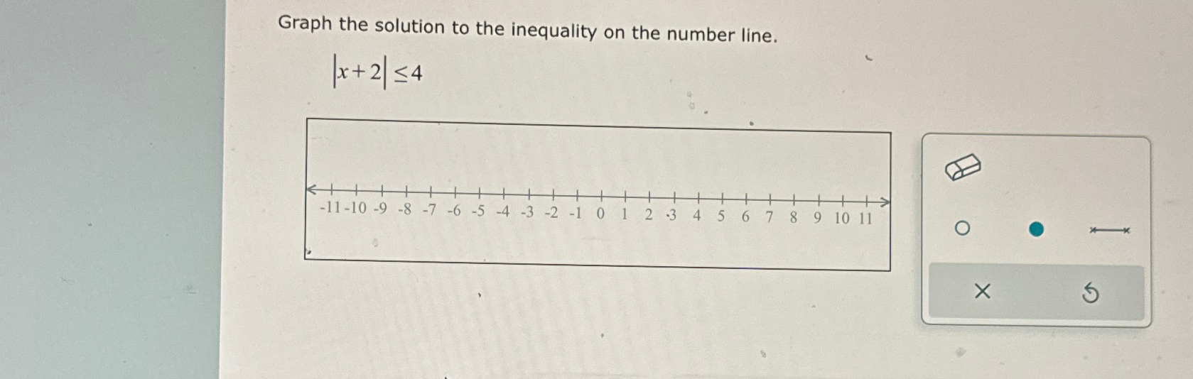 graph the solution to the inequality on the number line. −4x 2 2x 8x−4
