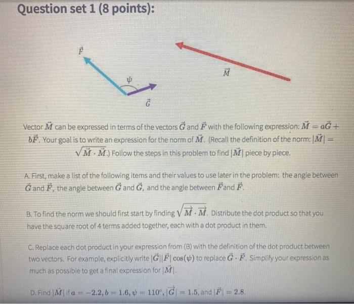 Solved Question Set 1 8 Points M G Vector N Can Be Exp Chegg Com