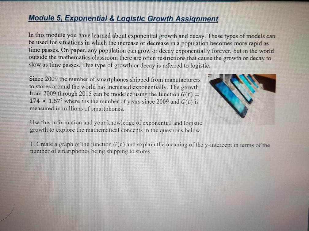 Solved Module 5, Exponential & Logistic Growth Assignment In | Chegg.com