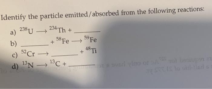 Solved 59 Fe + 58 Fe Identify the particle emitted/absorbed | Chegg.com