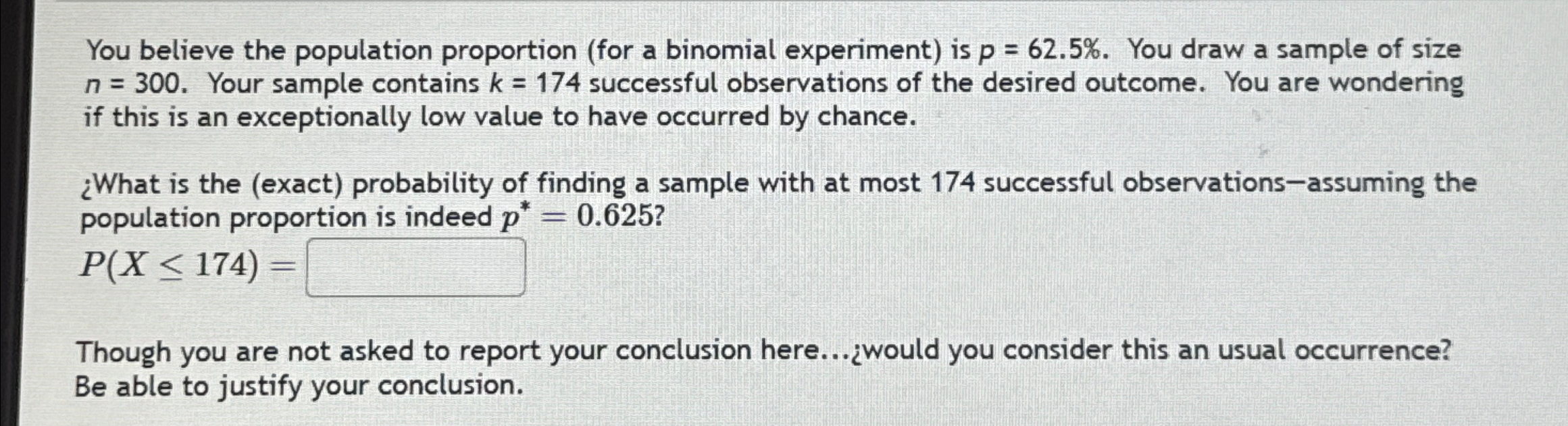 Solved You believe the population proportion (for a binomial | Chegg.com