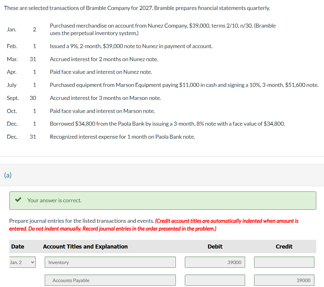 Solved Can you assist me with the entries in part (b)? | Chegg.com