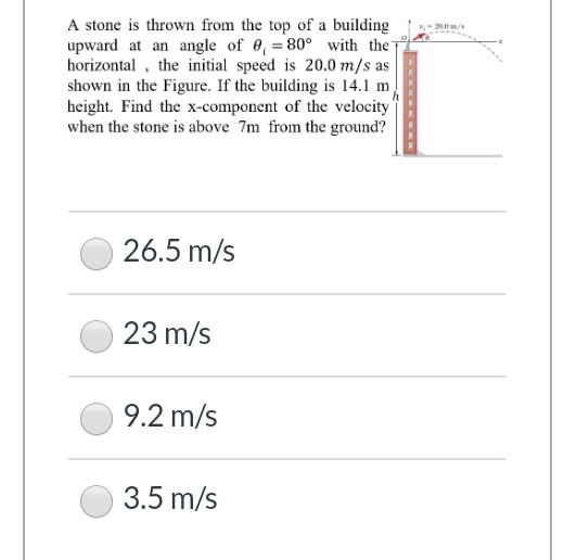 Solved A stone is thrown from the top of a building upward | Chegg.com
