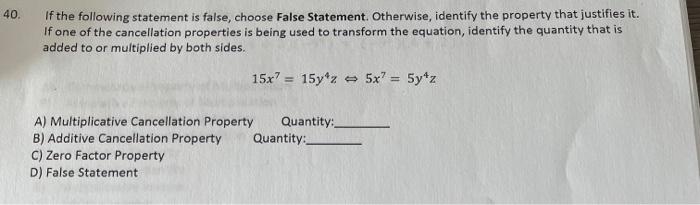 Solved If The Following Statement Is False, Choose False | Chegg.com