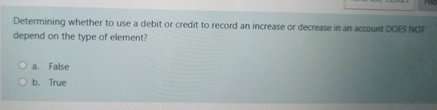 Solved Determining whether to use a debit or credit to | Chegg.com