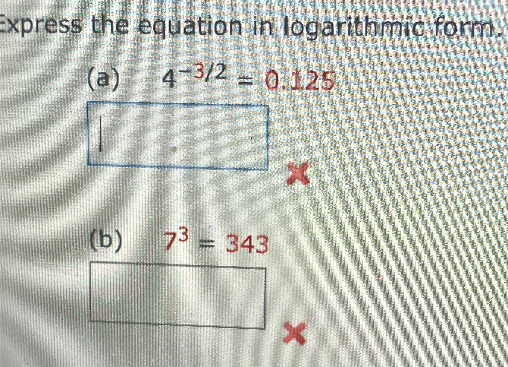 Solved Express the equation in logarithmic | Chegg.com