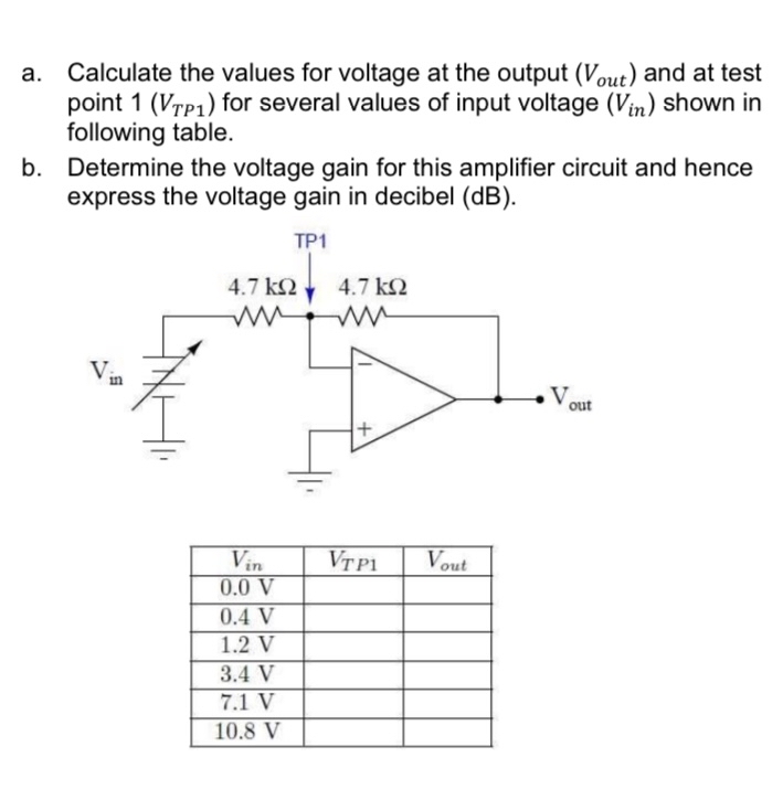 Solved a. ﻿Calculate the values for voltage at the output | Chegg.com