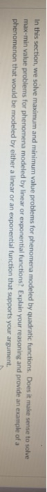 Solved In This Section We Solve Maximum And Minimum Value Chegg