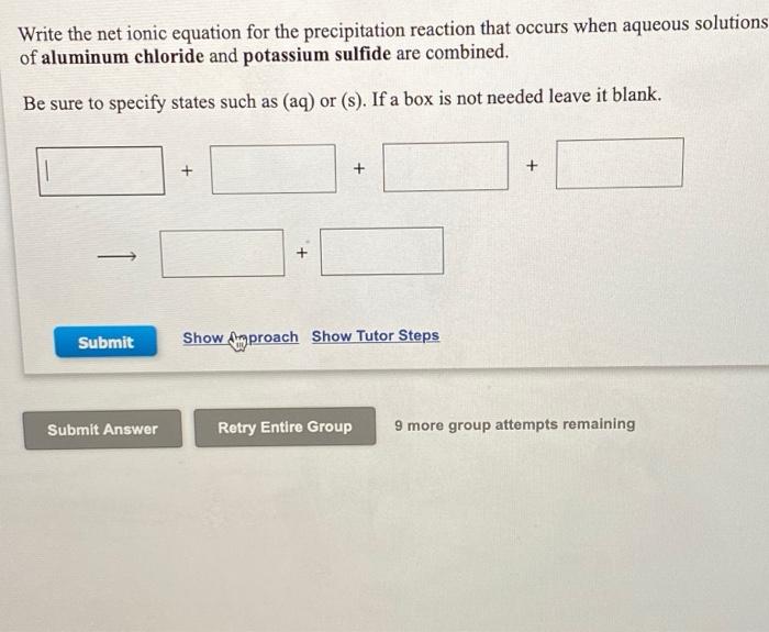 Solved Write the net ionic equation for the precipitation | Chegg.com
