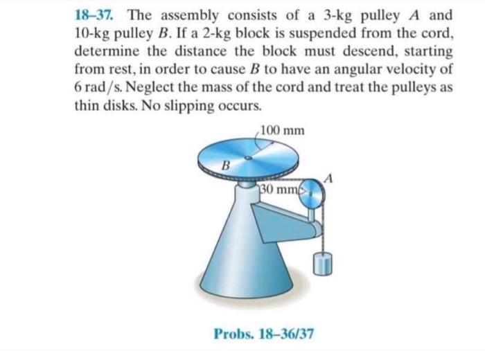 Solved 18-37. The Assembly Consists Of A 3-kg Pulley A And | Chegg.com