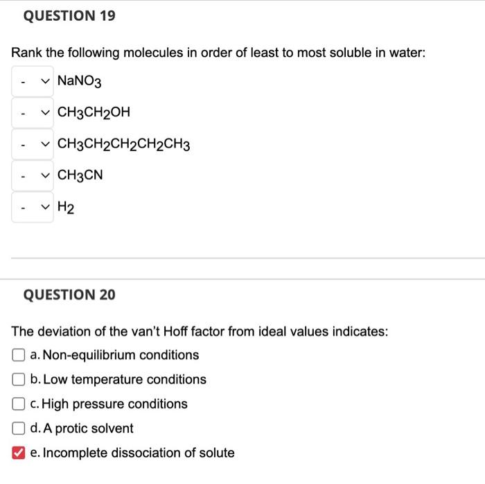 Solved Rank the following molecules in order of least to | Chegg.com