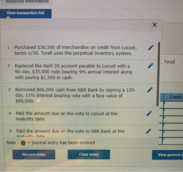 Solved Tyrell Co. entered into the following transactions